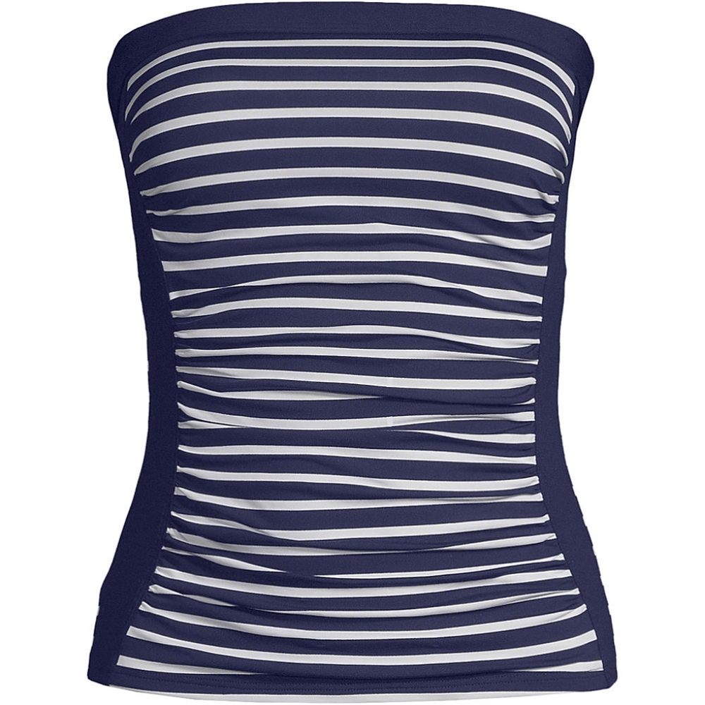 Lands End Navy Striped Bandeau Tankini Swimsuit Top Women's Size 14 - Picture 4 of 12